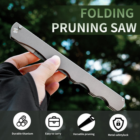 Titanium alloy folding saw, quick replacement saw blade outdoor survival tool, titanium alloy EDC carry sharp saw