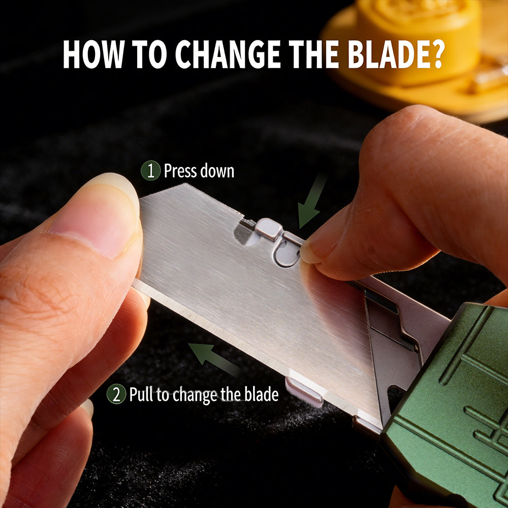 OTF Switchblade Knife with Clip & Window Breaker - Quick Change Blade, Anode Oxygen Green Aluminum Handle