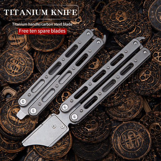 Titanium Alloy Utility Knife Multi-function Pocket Knife Handmade Carpet Cutter Knife Replaceable Blade